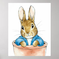 Peter the Rabbit Sitting in Plant Pot    