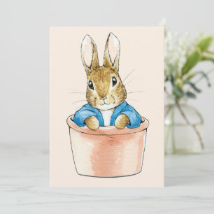 Peter the Rabbit Sitting in Plant Pot Thank You Card