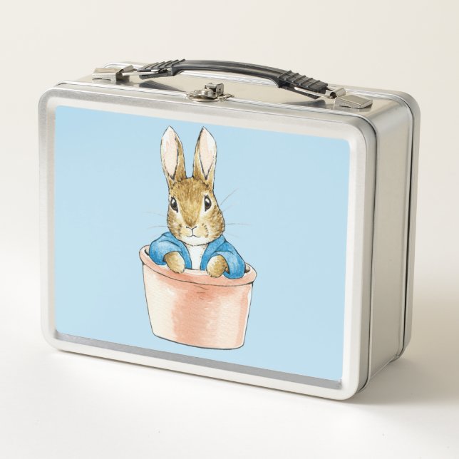 Peter the Rabbit Sitting in Pot Plant    Metal Lunch Box (Front)