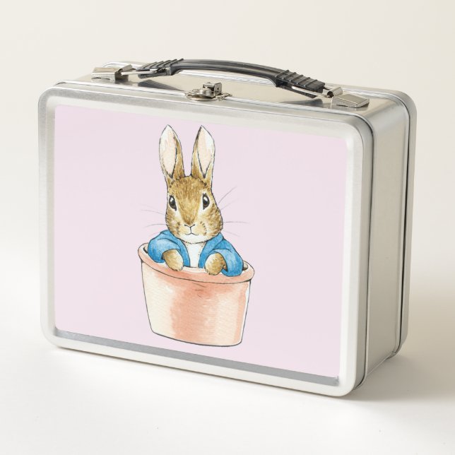 Peter the Rabbit Sitting in Pot Plant   Metal Lunch Box (Front)