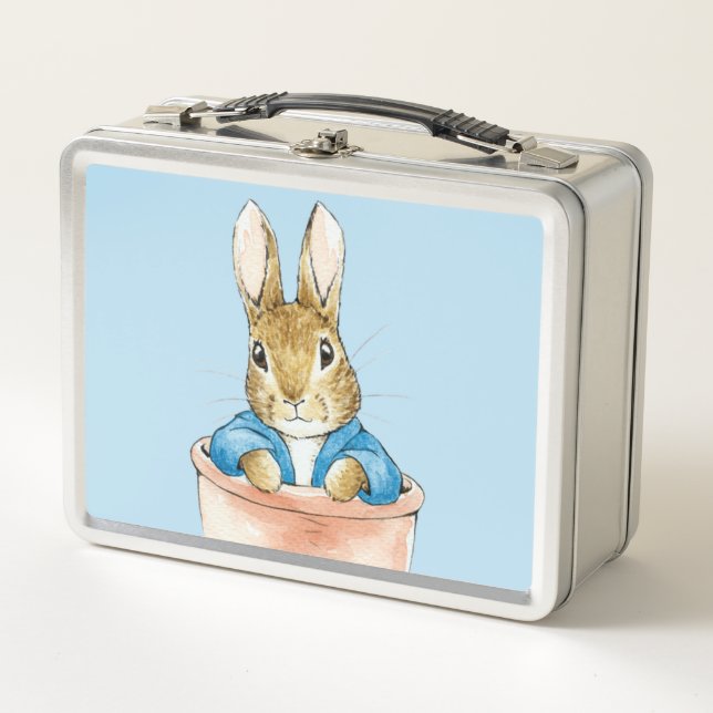 Peter the Rabbit Sitting in Pot Plant    Metal Lunch Box (Front)