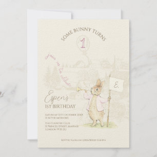 Peter the Rabbit Some Bunny 1st Birthday Pink Invitation
