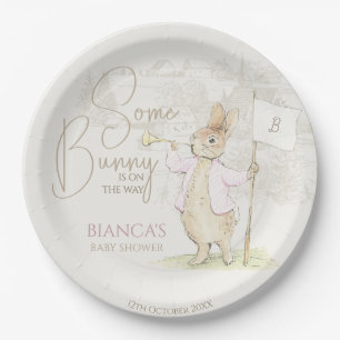 Peter the Rabbit Some Bunny Baby Shower Pink Paper Plate