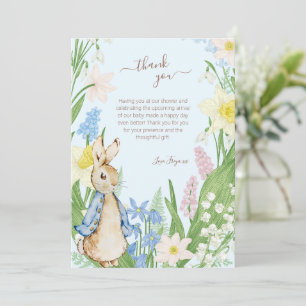 Peter the Rabbit Spring Blooms Blue Baby Shower Thank You Card
