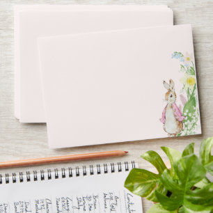 Peter the Rabbit Spring Blooms Pink Baby Shower Envelope