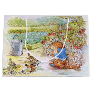 Peter the Rabbit Tumbling in Vegie Patch Large Gift Bag