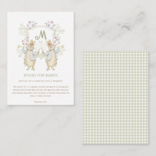 Peter the Rabbit Twins Baby Shower Book Request Enclosure Card