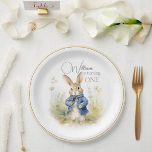 Peter The Rabbit Watercolor Birthday Paper Plate