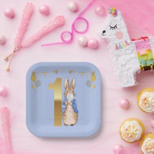 Peter the Rabbit White Bubble gum First Birthday Paper Plate
