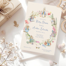 Peter the Rabbit Wildflower Baby Shower Invitation