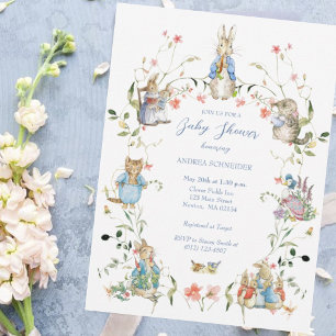 Peter the Rabbit Wildflower Baby Shower Postcard