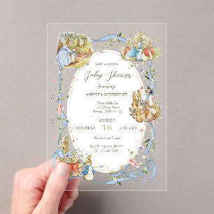 Peter the Rabbit  Wildflower Ribbon Baby Shower  Acrylic Invitations
