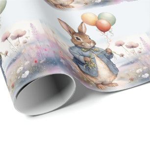 Peter the rabbit with balloons wrapping paper