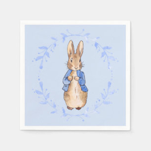 Peter the Rabbit with blue leaf wreath   Napkin