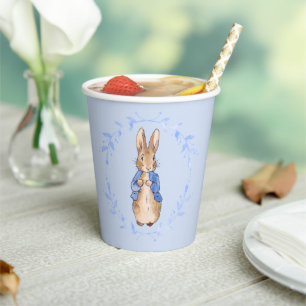 Peter the Rabbit with blue leaf wreath   Paper Cups