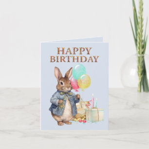 Peter the rabbit with donut theme Happy Birthday Card