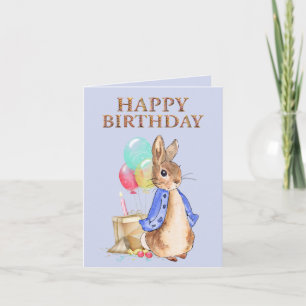 Peter the rabbit with donut theme Happy Birthday Card