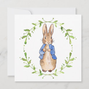 Peter the Rabbit with Green leaf Wreath   Card