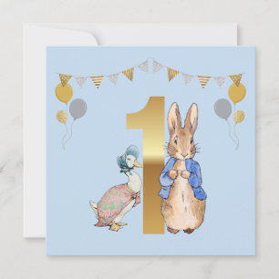 Peter the Rabbit with Jemima First Birthday Invitation