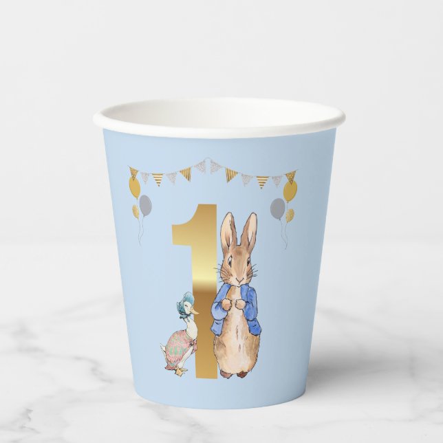 Peter the Rabbit with Jemima First Birthday Paper Cups (Front)