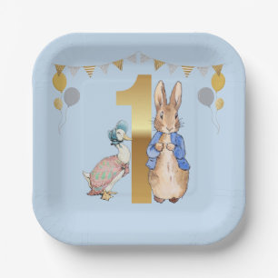 Peter the Rabbit with Jemima First Birthday Paper Plate