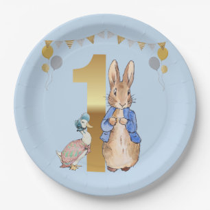 Peter the Rabbit with Jemima First Birthday Paper Plate