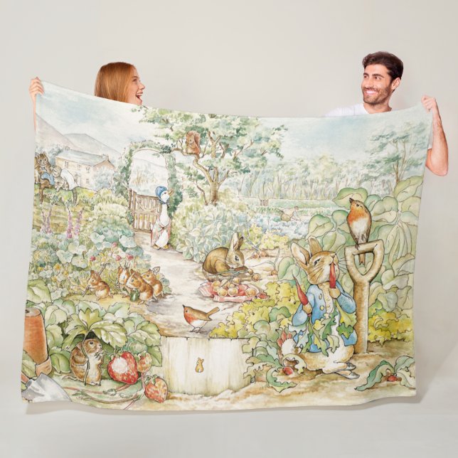 Peter the Rabbit with Jemima Puddle Duck Fleece Blanket (In Situ)