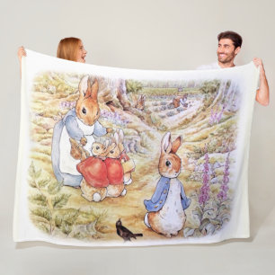 Peter the Rabbit with Josephine Bunny in the Woods Fleece Blanket