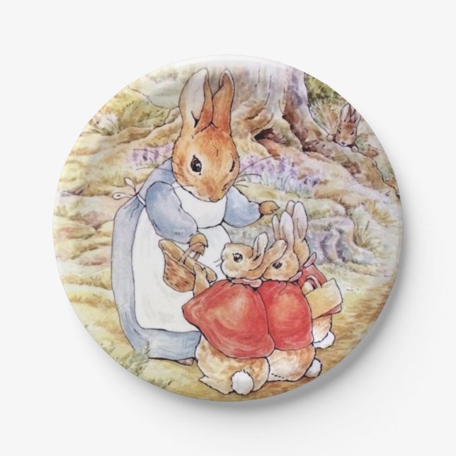 Peter the Rabbit with Josephine Bunny in the Woods Paper Plate (Front)
