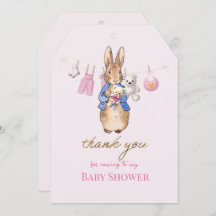 Peter the rabbit with pink bunting thank you