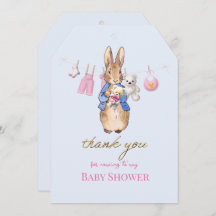 Peter the rabbit with pink bunting thank you