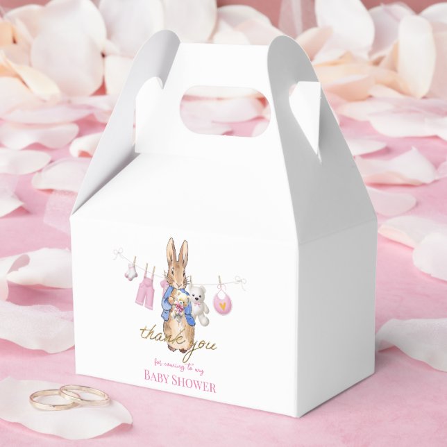 Peter the rabbit with pink bunting thank you favour box (Wedding)
