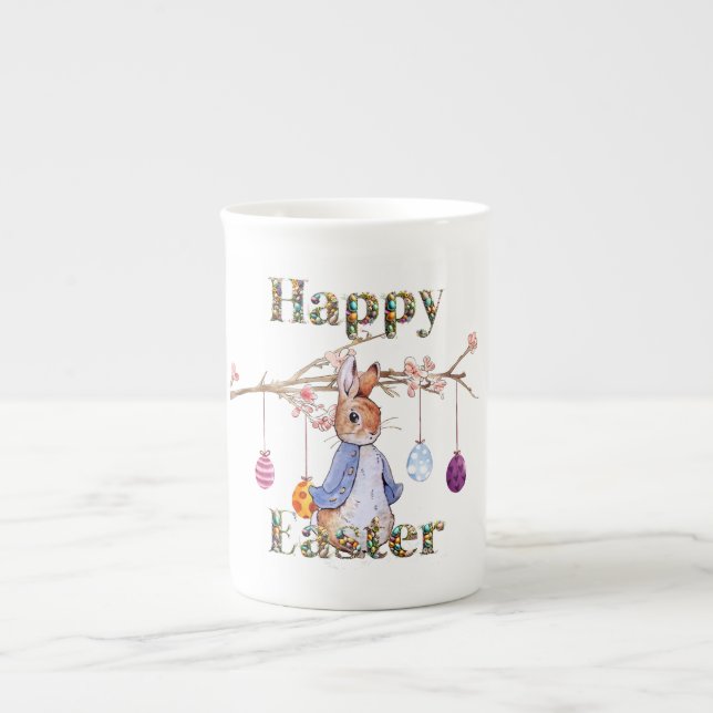 Peter with Easter Eggs Happy Easter Bone China Mug (Front)