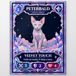 Peterbald Cat, Rainbow Foil Art Postcard