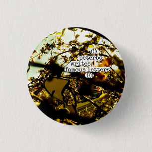 peterbd writes famous letters 3 cm round badge