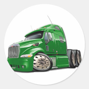 Peterbilt Green Truck Classic Round Sticker