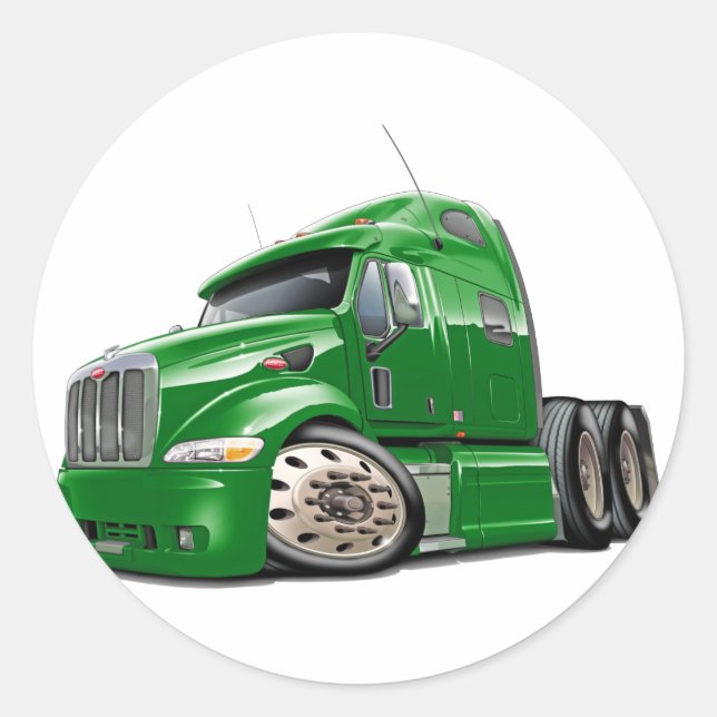 Peterbilt Green Truck Classic Round Sticker (Front)