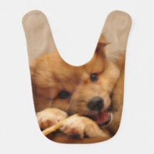 Petey the pup with bone, personalizable bib