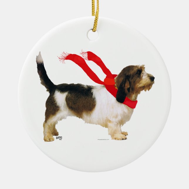 Petit Basset Griffon Vendeen Ceramic Tree Decoration (Front)