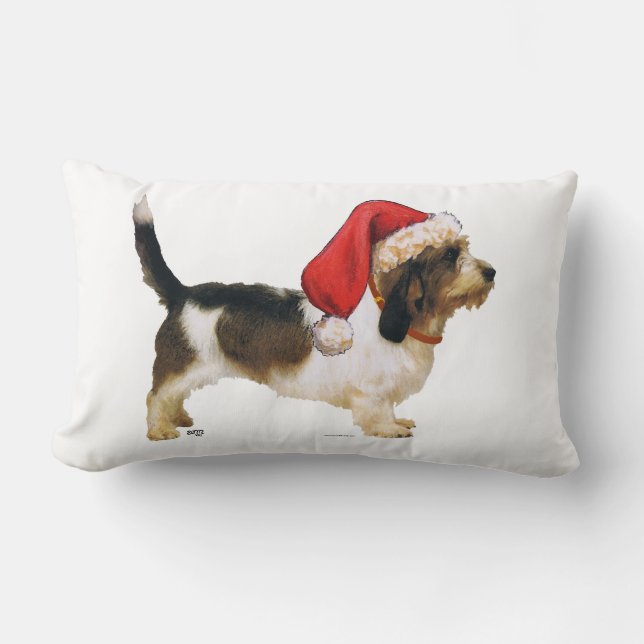 Petit Basset Griffon Vendeen Santa's Helper Lumbar Cushion (Front)