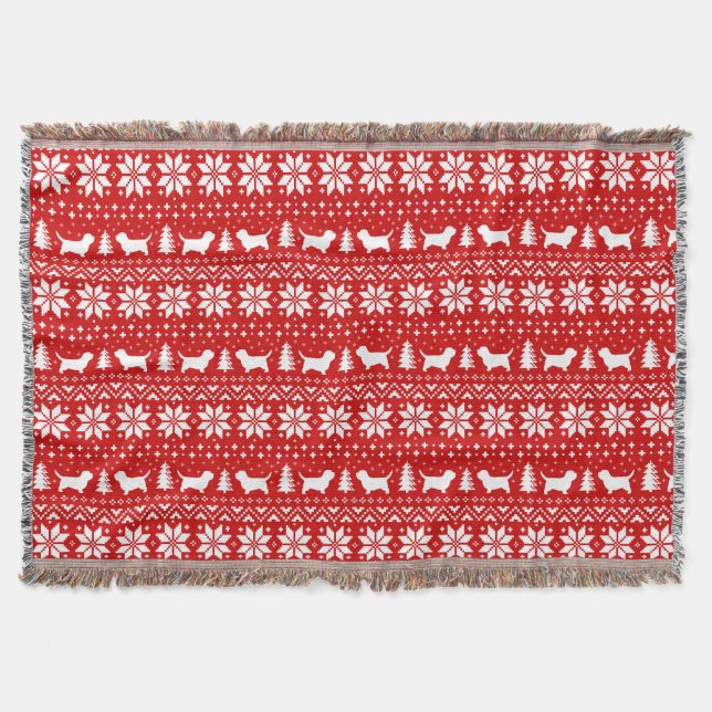 Petit Basset Griffon Vendeen Silhouettes Christmas Throw Blanket (Front)