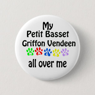 Petit Basset Griffon Vendéen Walks Design 6 Cm Round Badge