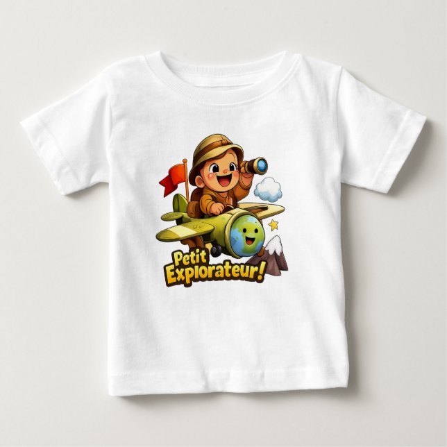 Petit Explorateur Cute Baby Adventure Illustration T-Shirt (Front)