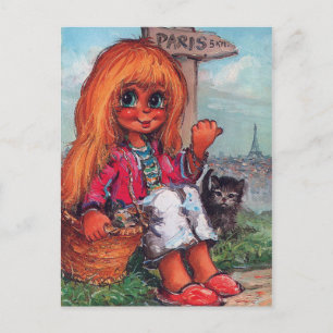 Petit Poulbot et chaton Postcard
