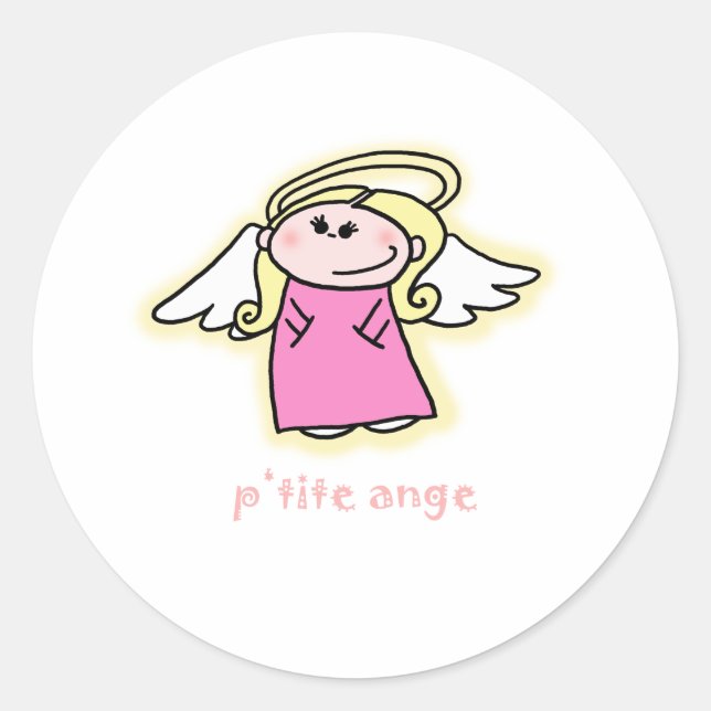 Petite Ange (little angel in French) Classic Round Sticker (Front)