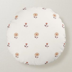 Petite Blooms Warm Neutral Round Cushion