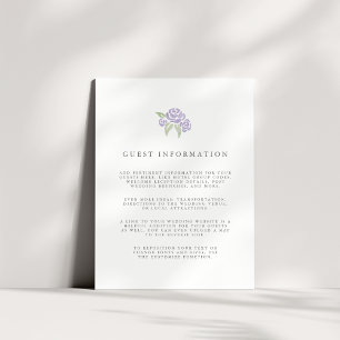 Petite Bouquet Wedding Guest Details Card Lilac