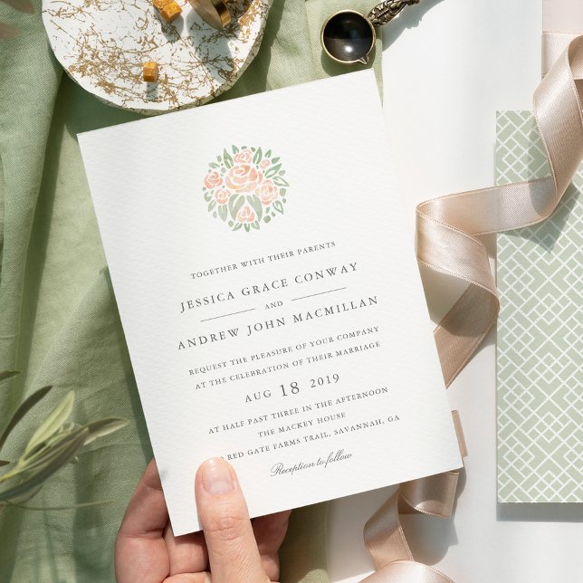 Petite Bouquet Wedding Invitation | Peach (Creator Uploaded)