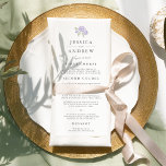 Petite Bouquet Wedding Menu Card | Lilac<br><div class="desc">Our garden chic wedding menu features your starter courses, entrees and desserts in elegant grey lettering, accented with a tiny posy of watercolor roses in pale lavender purple and spring green. Coordinates with our Petite Bouquet wedding invitation collection in Lilac. Use the template fields to add your menu information, and...</div>