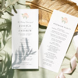 Petite Bouquet Wedding Program | Peach<br><div class="desc">Our garden chic wedding program features your ceremony details in elegant grey, accented with a small posy of watercolor roses in pale peach and spring green. Reverse side lists the members of your wedding party with easily editable text fields. Coordinates with our Petite Bouquet wedding invitation collection in Peach. Use...</div>